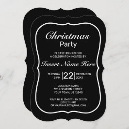 Moderne Minimalistische Schwarz-weiße Weihnachten Einladung