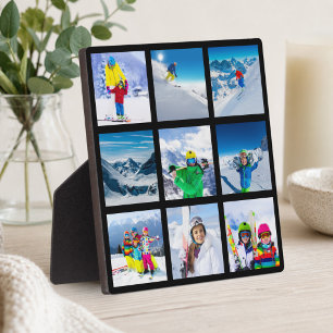 Moderne minimalistische schwarze 9-Foto-Raster-Col Fotoplatte