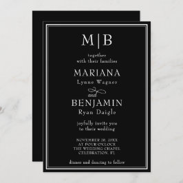Moderne Minimalistische Schwarze Hochzeit an der G Einladung