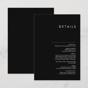Moderne Minimalistische Schwarze Hochzeit Begleitkarte