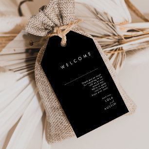 Moderne Minimalistische Schwarze Hochzeit Begrüßun Geschenkanhänger