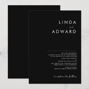 Moderne Minimalistische Schwarze Hochzeit Einladung