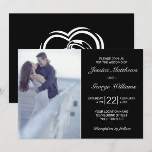 Moderne Minimalistische Schwarze Hochzeit Foto Ein Einladung