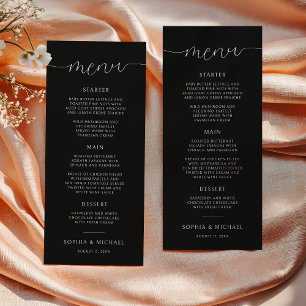 Moderne Minimalistische Schwarze Hochzeit Menükarte