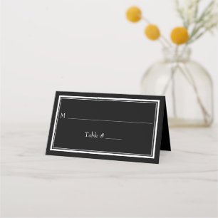 Moderne minimalistische schwarze Hochzeit mit Rand Platzkarte