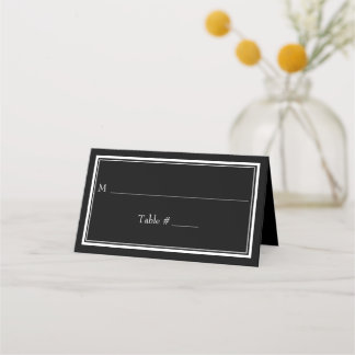 Moderne minimalistische schwarze Hochzeit mit Rand Platzkarte