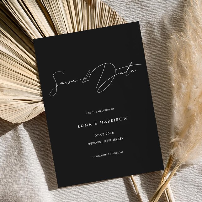 Moderne Minimalistische Schwarze Hochzeit rettet d Save The Date (Von Creator hochgeladen)
