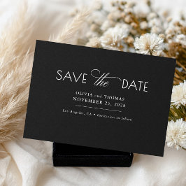Moderne Minimalistische Schwarze Hochzeit rettet d Save The Date