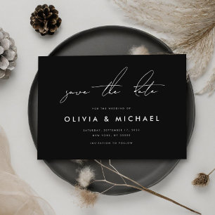 Moderne Minimalistische Schwarze Hochzeit rettet d Save The Date