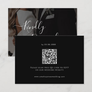 Moderne Minimalistische schwarze Hochzeit RSVP Karte
