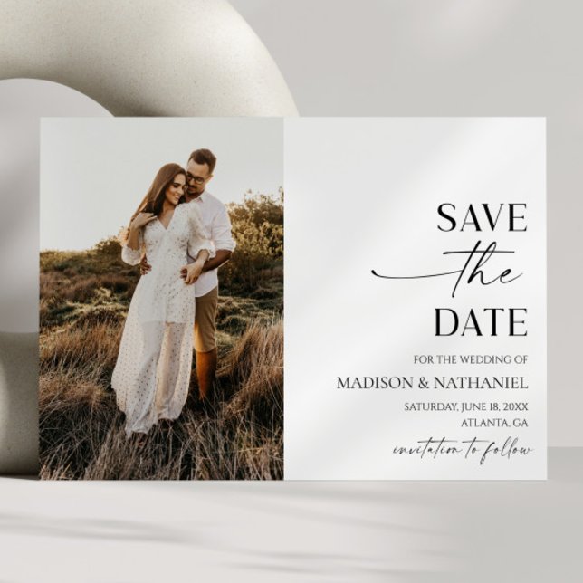 Moderne Minimalistische Schwarze Hochzeit Save The Date (Von Creator hochgeladen)