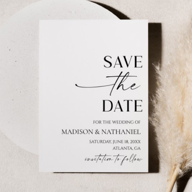 Moderne Minimalistische Schwarze Hochzeit Save The Date (Von Creator hochgeladen)
