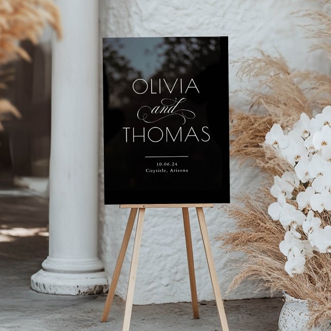 Moderne Minimalistische Schwarze Hochzeit Willkomm Acrylschild (Modern Black Wedding Welcome Acrylic Sign)
