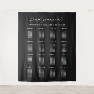 Moderne Minimalistische Schwarze Hochzeits-Sitzord Wandteppich