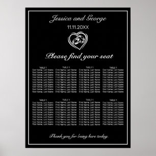 Moderne Minimalistische schwarze Hochzeitstabelle Poster