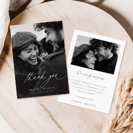 Moderne Minimalistische Schwarze Kalligrafie Foto  Dankeskarte