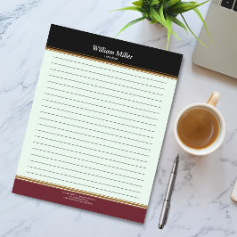 Moderne Minimalistische schwarze Maroon Streifen Notizblock