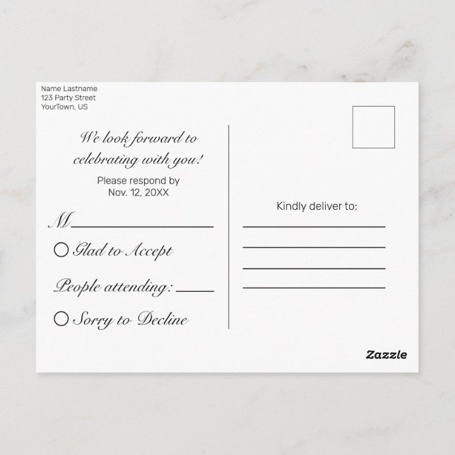 Moderne Minimalistische Schwarze UAWG Einladung Postkarte (Rückseite)