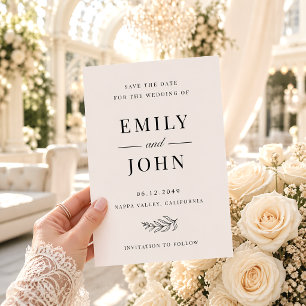 Moderne minimalistische schwarze und beige Hochzei Save The Date