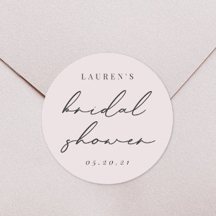 Moderne minimalistische schwarze und rosa Brautpar Runder Aufkleber