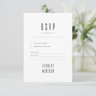 Moderne minimalistische schwarze und weiße Hochzei RSVP Karte