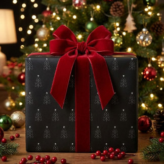 Moderne minimalistische schwarze Weihnachtsbäume Geschenkpapier