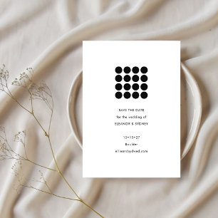 Moderne Minimalistische Schwarze Weiße Geometrisch Save The Date
