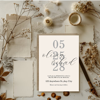 Moderne minimalistische schwarze weiße Schrift Hoc Einladung