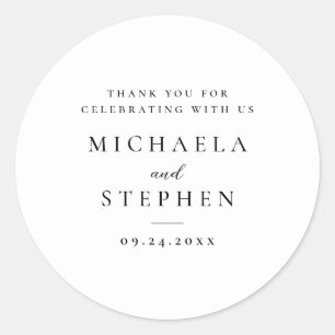 Moderne Minimalistische Schwarztypografie-Hochzeit Runder Aufkleber