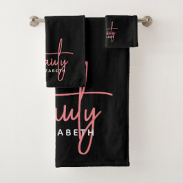 Moderne Minimalistische Schwarzwalzfarbe Beruflich Badhandtuch Set