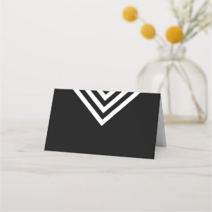 Moderne Minimalistische Schwarzweiß-Weiß-Geometrie Platzkarte