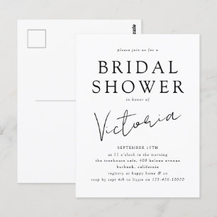 Moderne Minimalistische Script Bridal Dusche Einla Postkarte