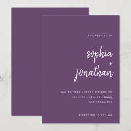 Moderne Minimalistische Script Cassis | Hochzeit Einladung