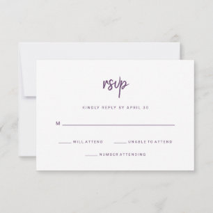 Moderne Minimalistische Script Cassis   Hochzeit RSVP Karte