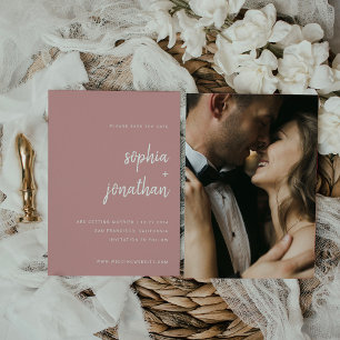 Moderne Minimalistische Script-Dusty-Rose   Foto z Save The Date