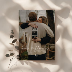 Moderne minimalistische Script-Foto-Schwangerschaf Ankündigung