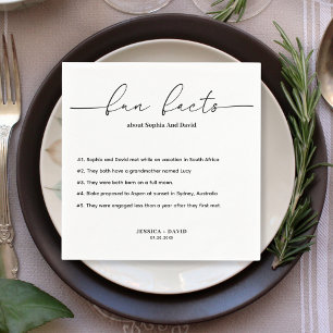 Moderne Minimalistische Script-Fun-Fakten Hochzeit Serviette