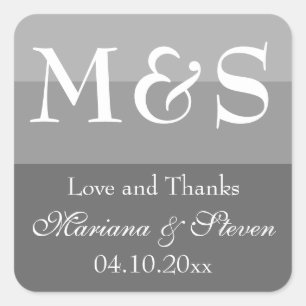 Moderne Minimalistische Script Gray Wedding Quadratischer Aufkleber