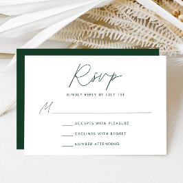 Moderne Minimalistische Script-Grüne Hochzeit RSVP Karte