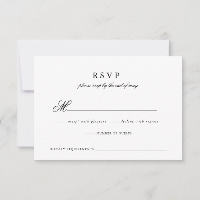 Moderne Minimalistische Script-Hochzeitkarte RSVP Karte (Vorderseite)