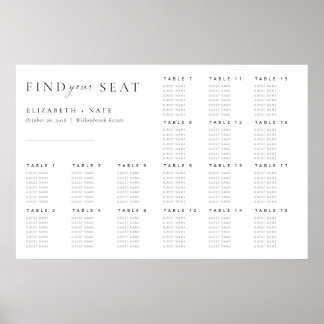 Moderne Minimalistische Script-Hochzeitstabelle Poster