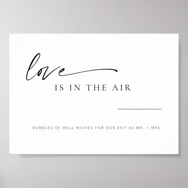 Moderne Minimalistische Script-Liebe in Air Weddin Poster (Vorne)