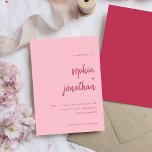 Moderne Minimalistische Script Magenta und rosa Ho Einladung<br><div class="desc">Diese eleganten,  minimalistischen Einladungen für Hochzeiten bieten moderne Schrift-Typografie und sauber,  sans serf Text für ein einfaches und stilvolles magentafarbenes rot-rosa Design,  das Sie Liebe.</div>