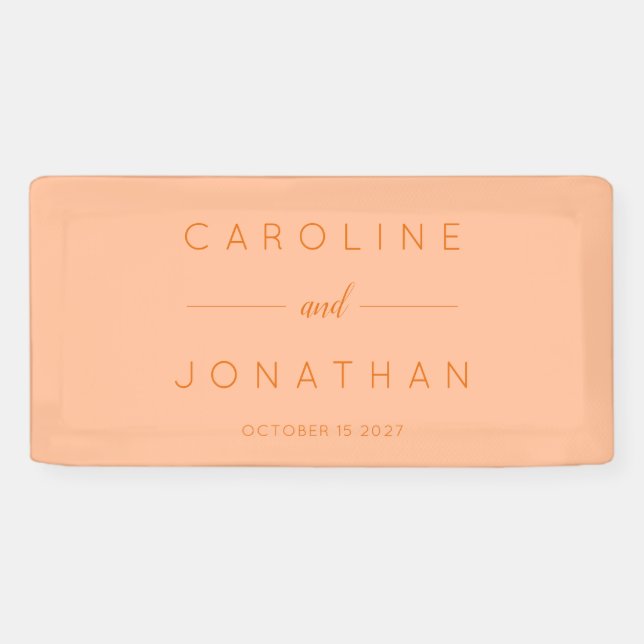Moderne Minimalistische Script-Peach-Hochzeit Banner (Horizontal)
