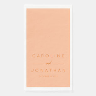 Moderne Minimalistische Script-Peach-Hochzeit Serviette