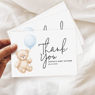 Moderne Minimalistische Script Teddy Bear Baby Dus Dankeskarte