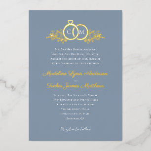 Moderne Minimalistische Script Wedding Gold Foil H Folieneinladung