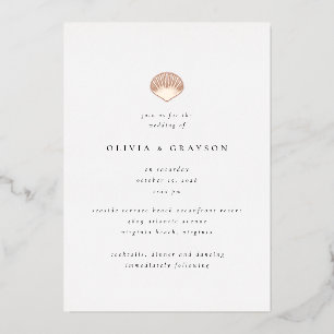 Moderne Minimalistische Seashell Wedding Foil Wedd Folieneinladung