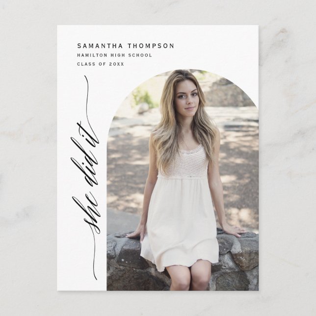 Moderne Minimalistische sie tat es Abschluss Arch  Postkarte (Vorderseite)