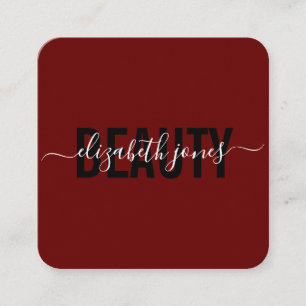 Moderne Minimalistische Signatur Burgund und Weiß Quadratische Visitenkarte